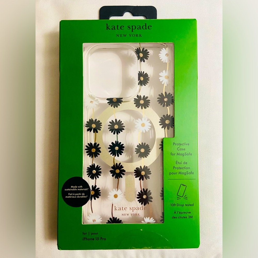 Kate Spade Hardshell Magsafe Case iPhone 15 Pro (6.1" Large Cam) Daisy Chain New